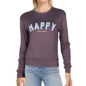 NWOT Spiritual Gangster "Happy" Sweatshirt Gray Size Medium
